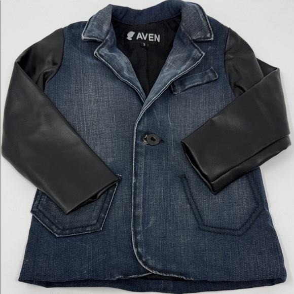 aven. Other - Aven Kid’s Denim and Leather Sport Jacket - Black and Blue Sunday Best Size 2T